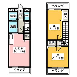 ティアラ植松 2LDKの間取図画像