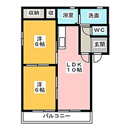 LepinB 2LDKの間取図画像
