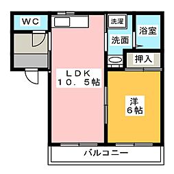 コーポプライムA 1LDKの間取図画像