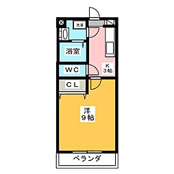 サンテラス植松 1Kの間取図画像