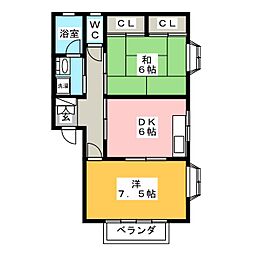 コーポクレセ 2DKの間取図画像
