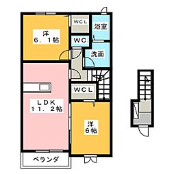 ガーネット 2LDKの間取図画像