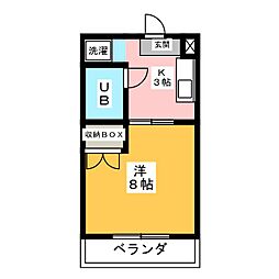 シンフォニー 1Kの間取図画像
