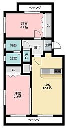 LELION積志 2LDKの間取図画像