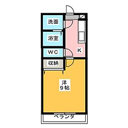 たちばな壱番館 1Kの間取図画像