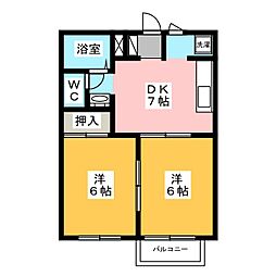 コーポ下石田3 2DKの間取図画像