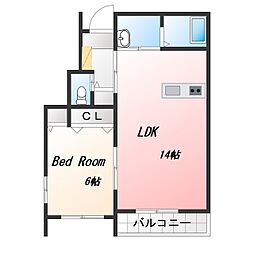 スリーMA 1LDKの間取図画像