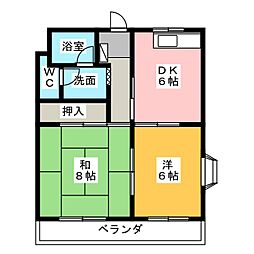ハーベストマンション 2DKの間取図画像