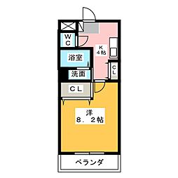 忠産ビル 1Kの間取図画像