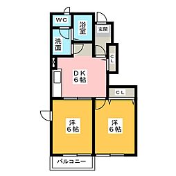 マインゼーレ 2DKの間取図画像