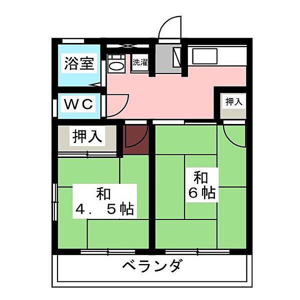 ハートフル香貫Ａ ｜静岡県沼津市下香貫(賃貸アパート2K・2階・34.34㎡)の写真 その2