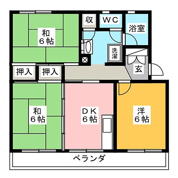 露木ハイツ ｜静岡県沼津市沼北町１丁目(賃貸マンション2LDK・2階・56.76㎡)の写真 その2