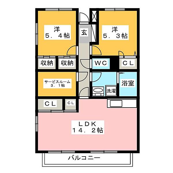 シェーナーヴァルト ｜静岡県沼津市東沢田(賃貸マンション2SLDK・2階・65.47㎡)の写真 その2