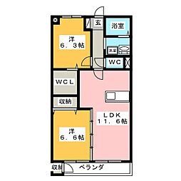ベッラ・ビスタ 2LDKの間取図画像