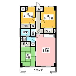グレース伏見A棟 3LDKの間取図画像