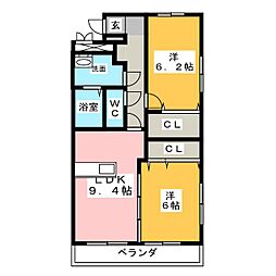 プラウドR 2DKの間取図画像