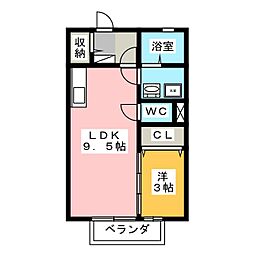 フロンティアハイツB 1LDKの間取図画像