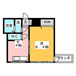 新宿マンション 1Kの間取図画像