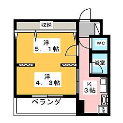 新宿マンション 2Kの間取図画像