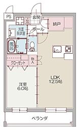 仮)杉山マンション 1LDKの間取図画像