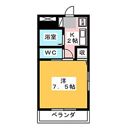 エクセル御幸 1Kの間取図画像