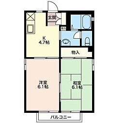 グリーンハイツA 2DKの間取図画像