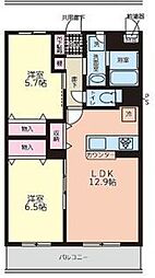 シーショア・槇島 2LDKの間取図画像