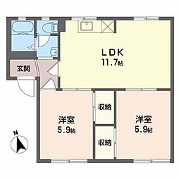フレグランススギヤマA 2LDKの間取図画像