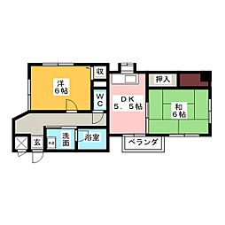 シャンブル28 2DKの間取図画像