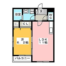 ソブリンハウス 1LDKの間取図画像