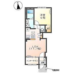 プリベールV 1LDKの間取図画像