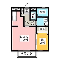 フロンティアハイツC 1LDKの間取図画像