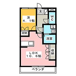 ヒールコート沢田 1LDKの間取図画像