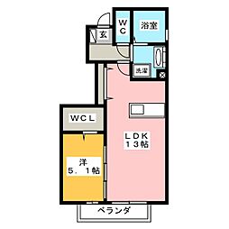 フレスコA 1LDKの間取図画像