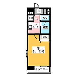 クレアトゥール松乃 1Kの間取図画像