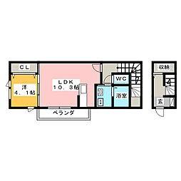 カームメゾン 1LDKの間取図画像