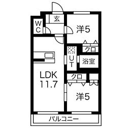 エクセルシオール 2LDKの間取図画像