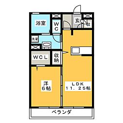 アネックス3号棟 1LDKの間取図画像
