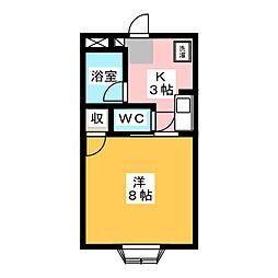 カームマンション 1Kの間取図画像