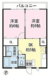 ハイツルミナリー 2DKの間取図画像