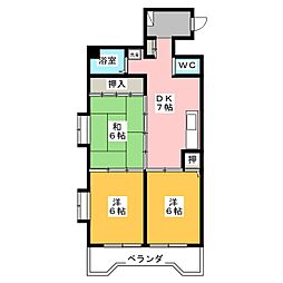 パスコグランドマンション沼津 3DKの間取図画像