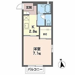 オータムスペース 1Kの間取図画像
