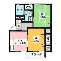 トレスディアスA 2DKの間取図画像