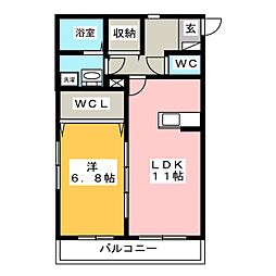 ラポール今沢 1LDKの間取図画像