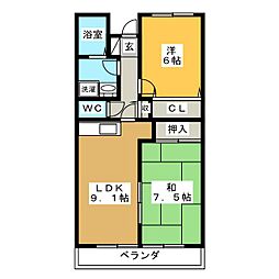 バードバレー・W 2LDKの間取図画像
