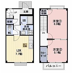 エルレーブ1 2LDKの間取図画像