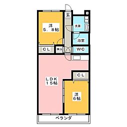 エヴァーグリーン 2LDKの間取図画像