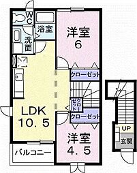 ミーテルーチェ 2LDKの間取図画像