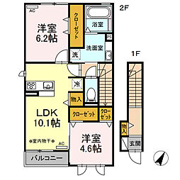 メゾンピジョノ 2LDKの間取図画像