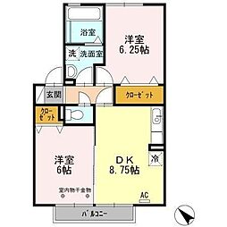 フローラ 2DKの間取図画像